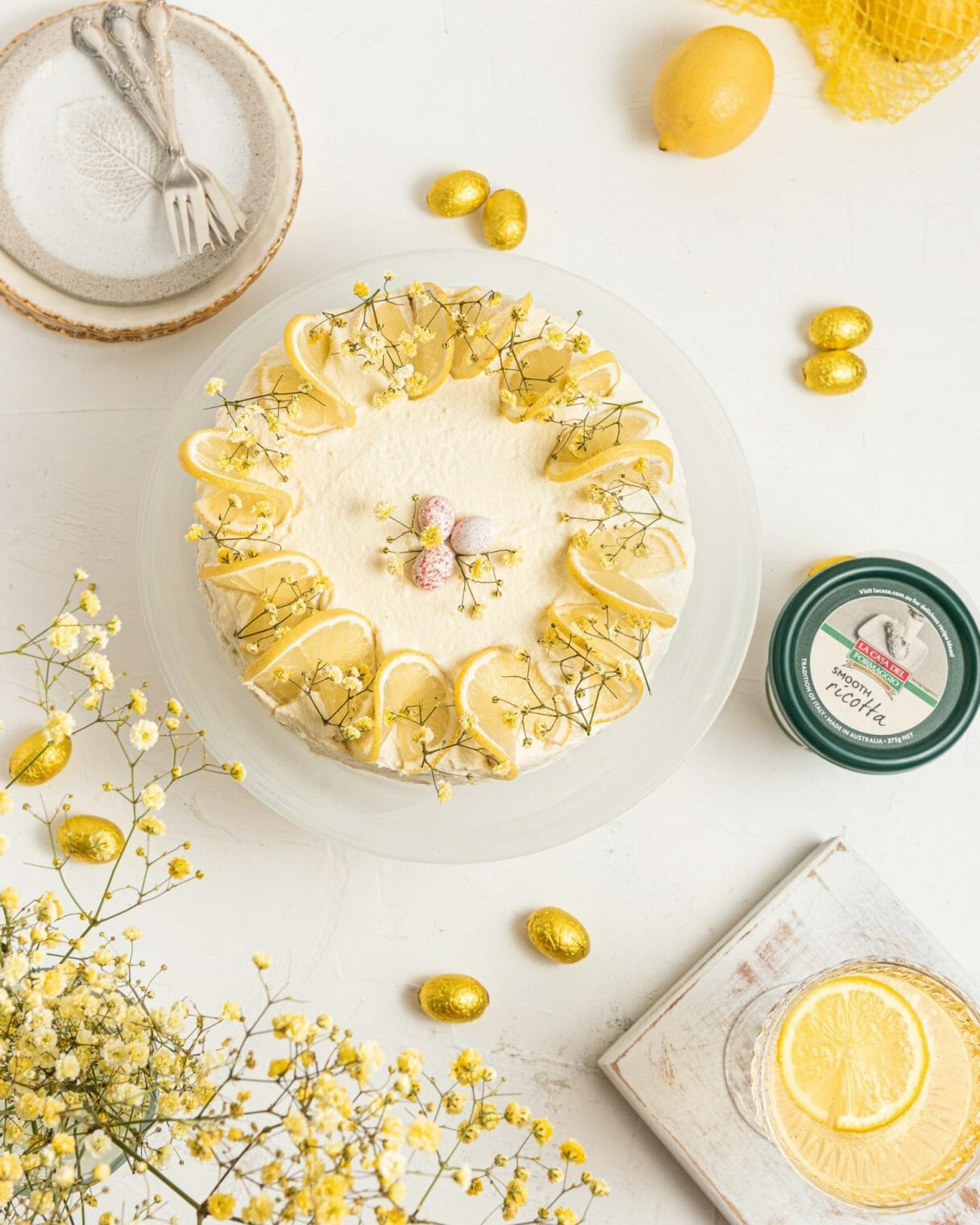 Easter Lemon Cake with Vanilla Ricotta Cream