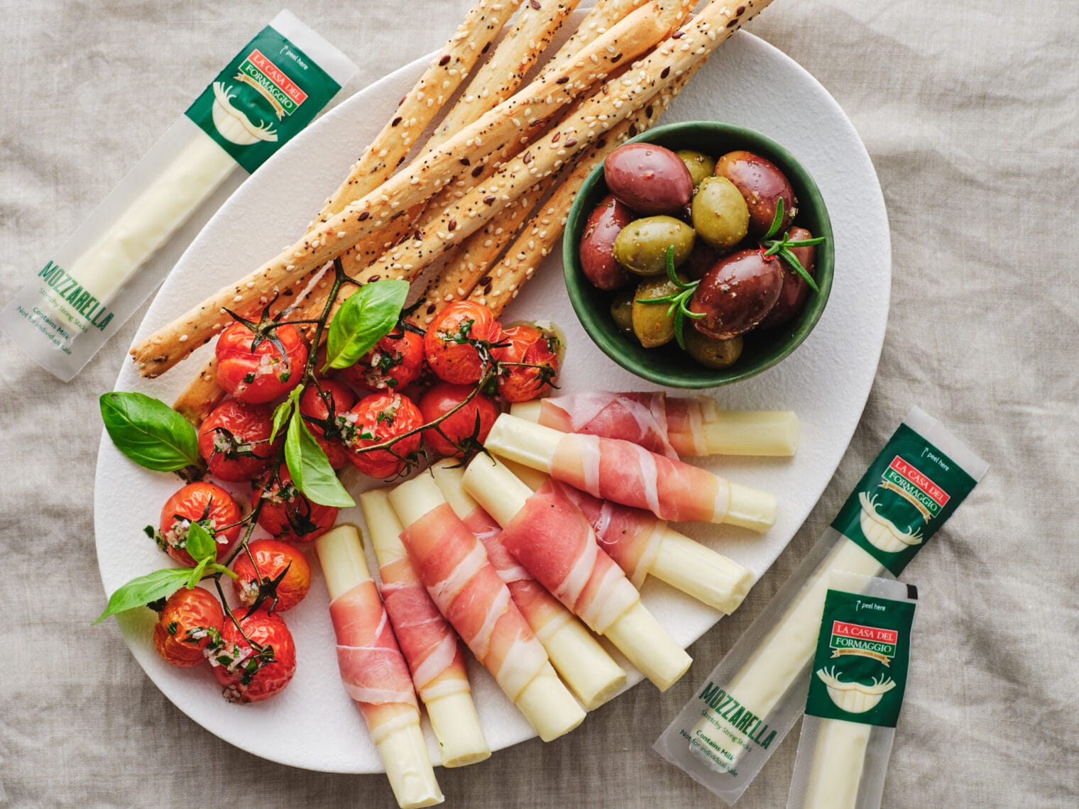 Mozzarella wrapped in Prosciutto Antipasto