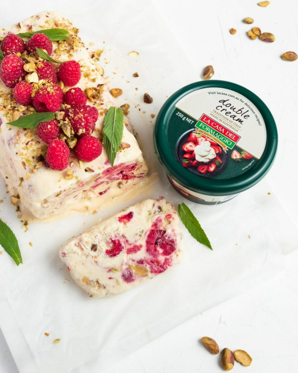 Raspberry and Pistachio Semifreddo