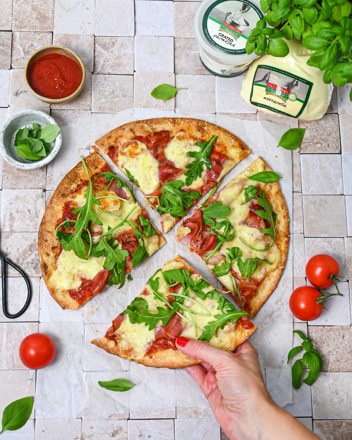 Salami and Prosciutto Pizza